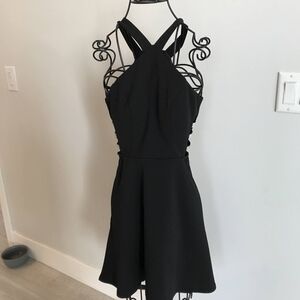 Speechless Women’s Sleeveless Black Halter Cocktail Dress with Rhinestones Sz 1